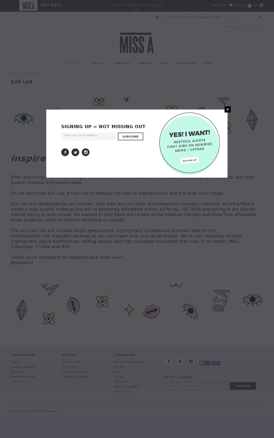 shopaoa.com shopify website screenshot