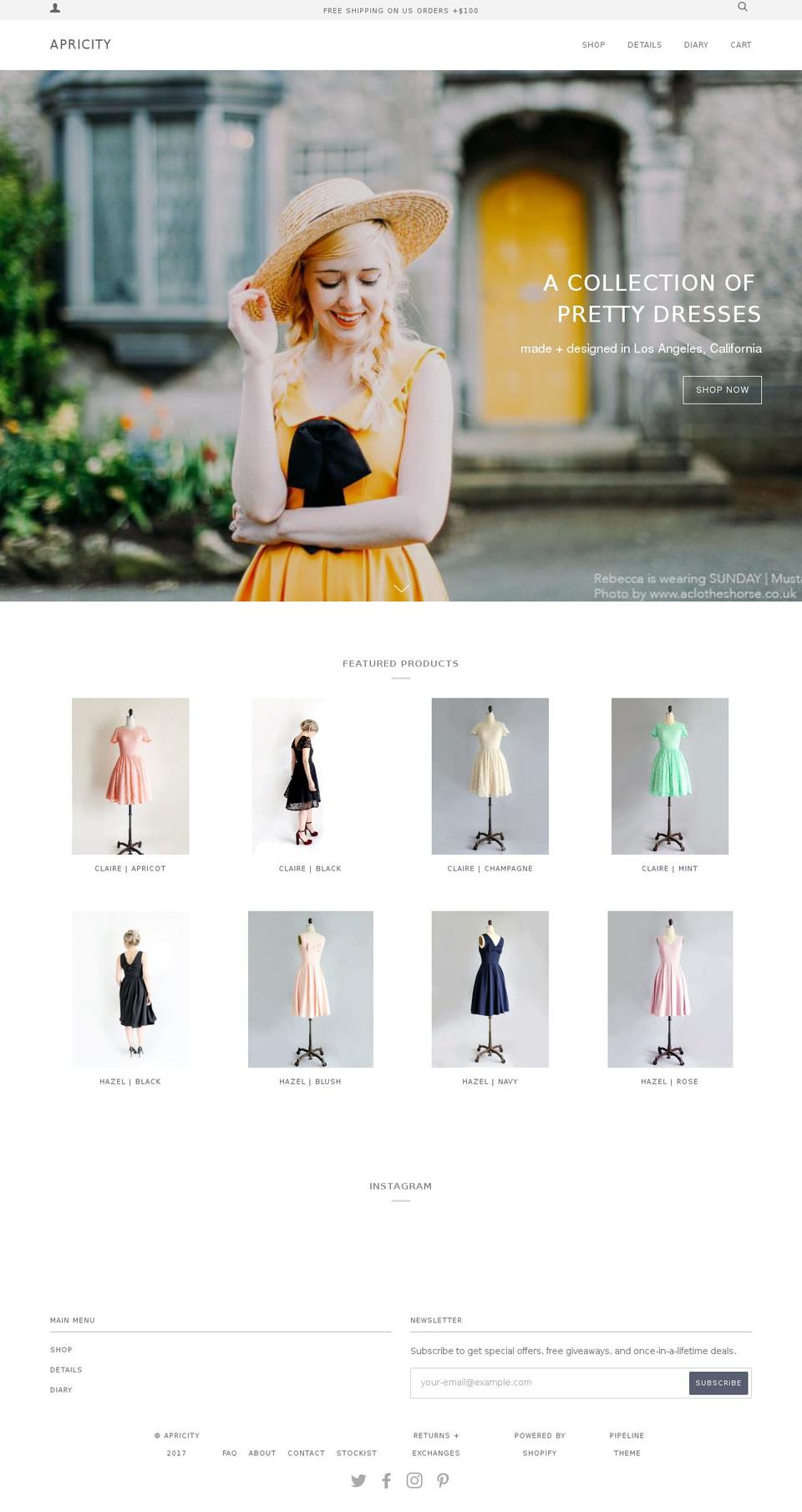 shopapricity.com shopify website screenshot
