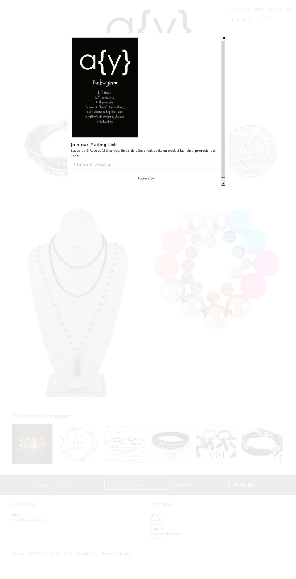 shopariyanna.com shopify website screenshot