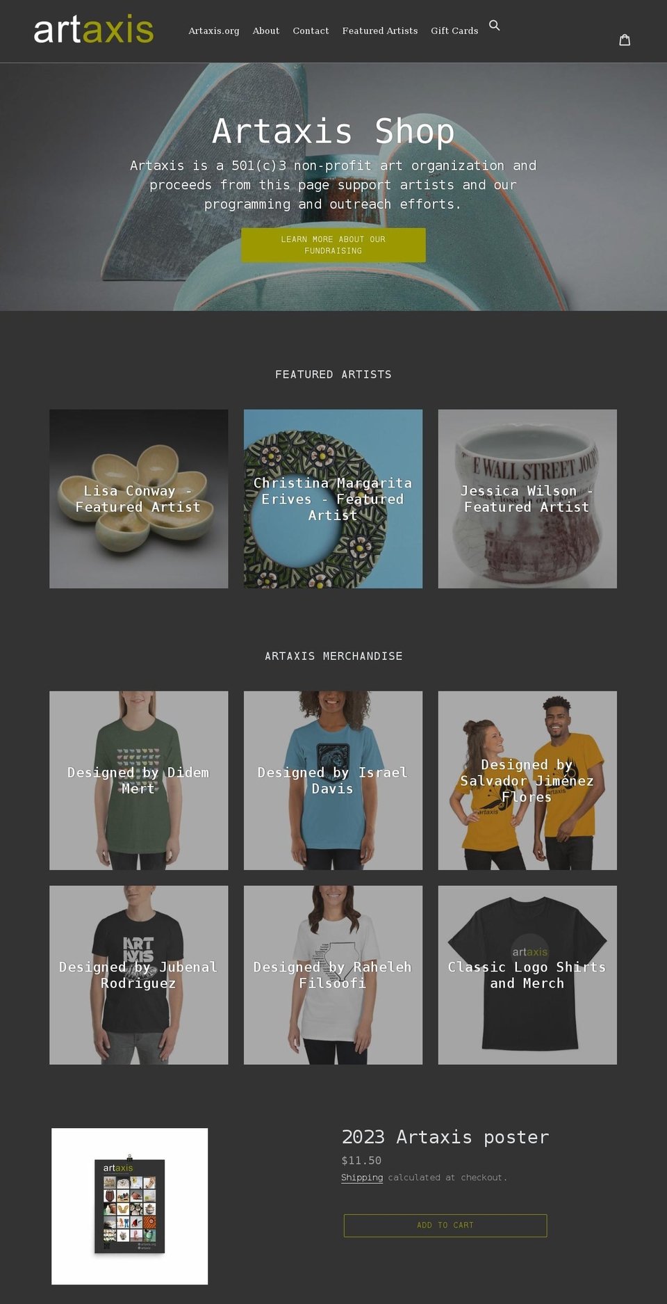 shopartaxis.org shopify website screenshot