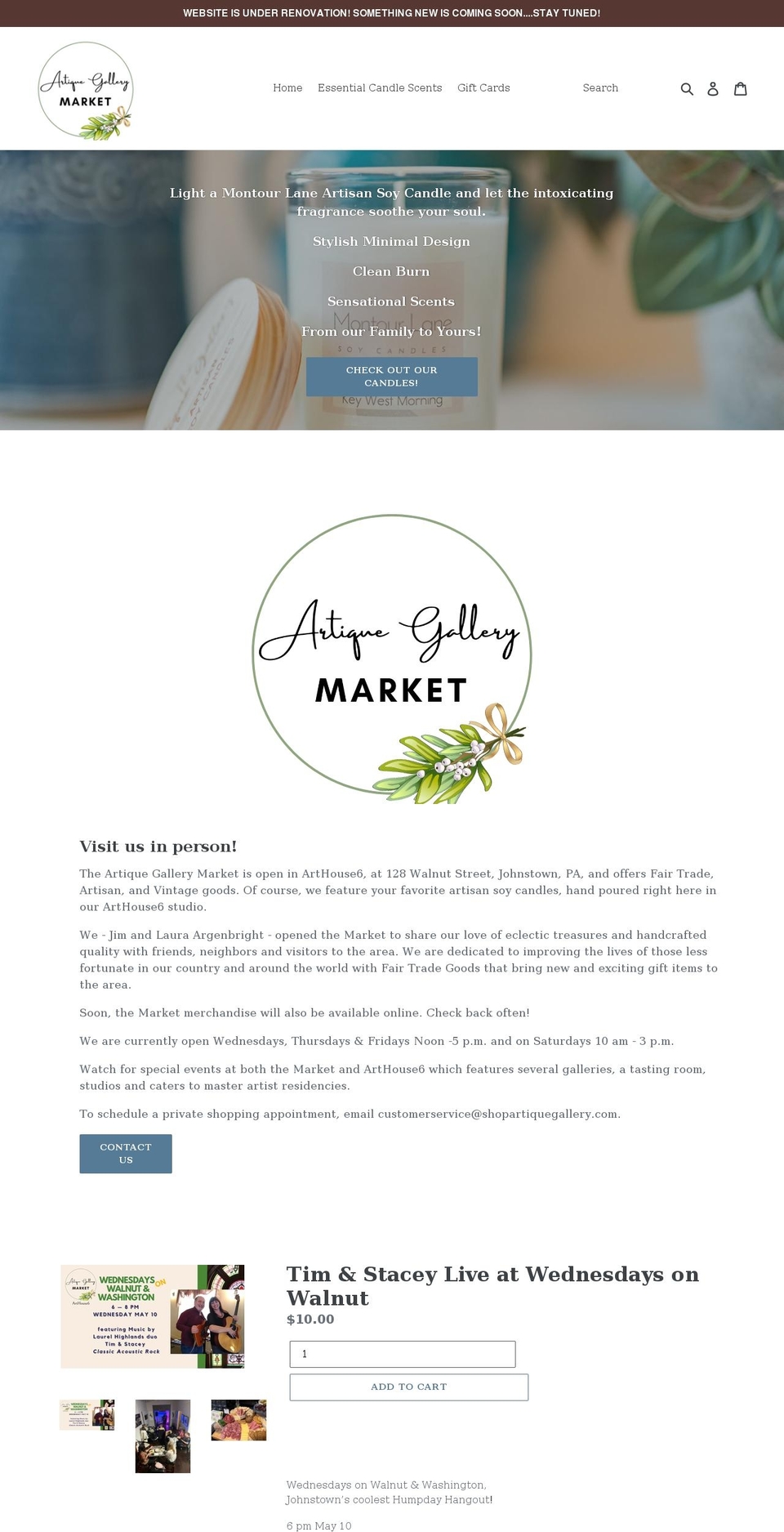 shopartiquegallery.com shopify website screenshot