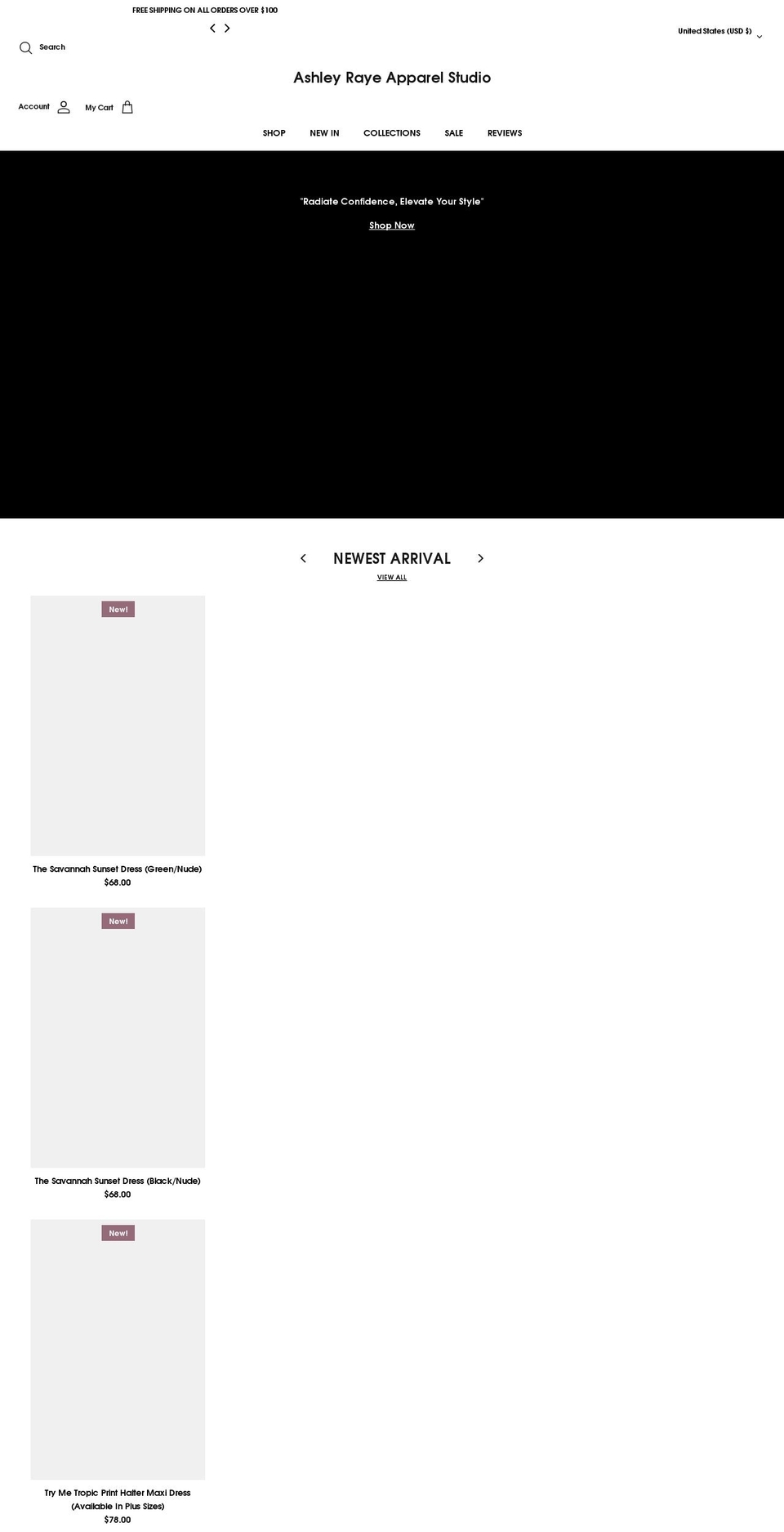shopashleyraye.net shopify website screenshot