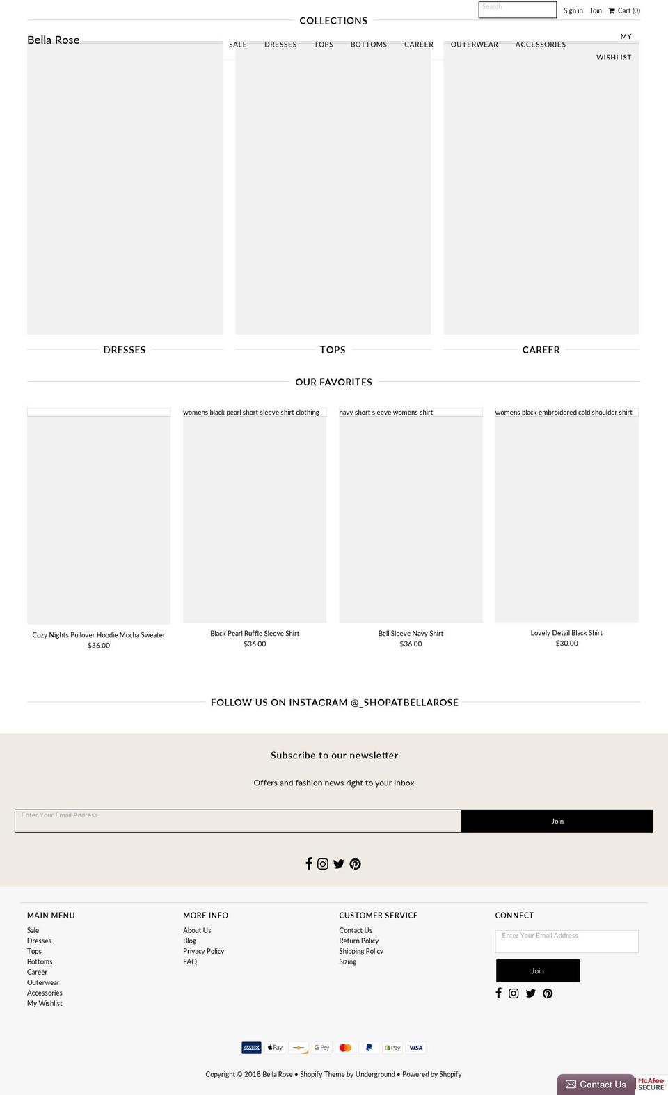 shopatbellarose.com — Shopify storefront screenshot
