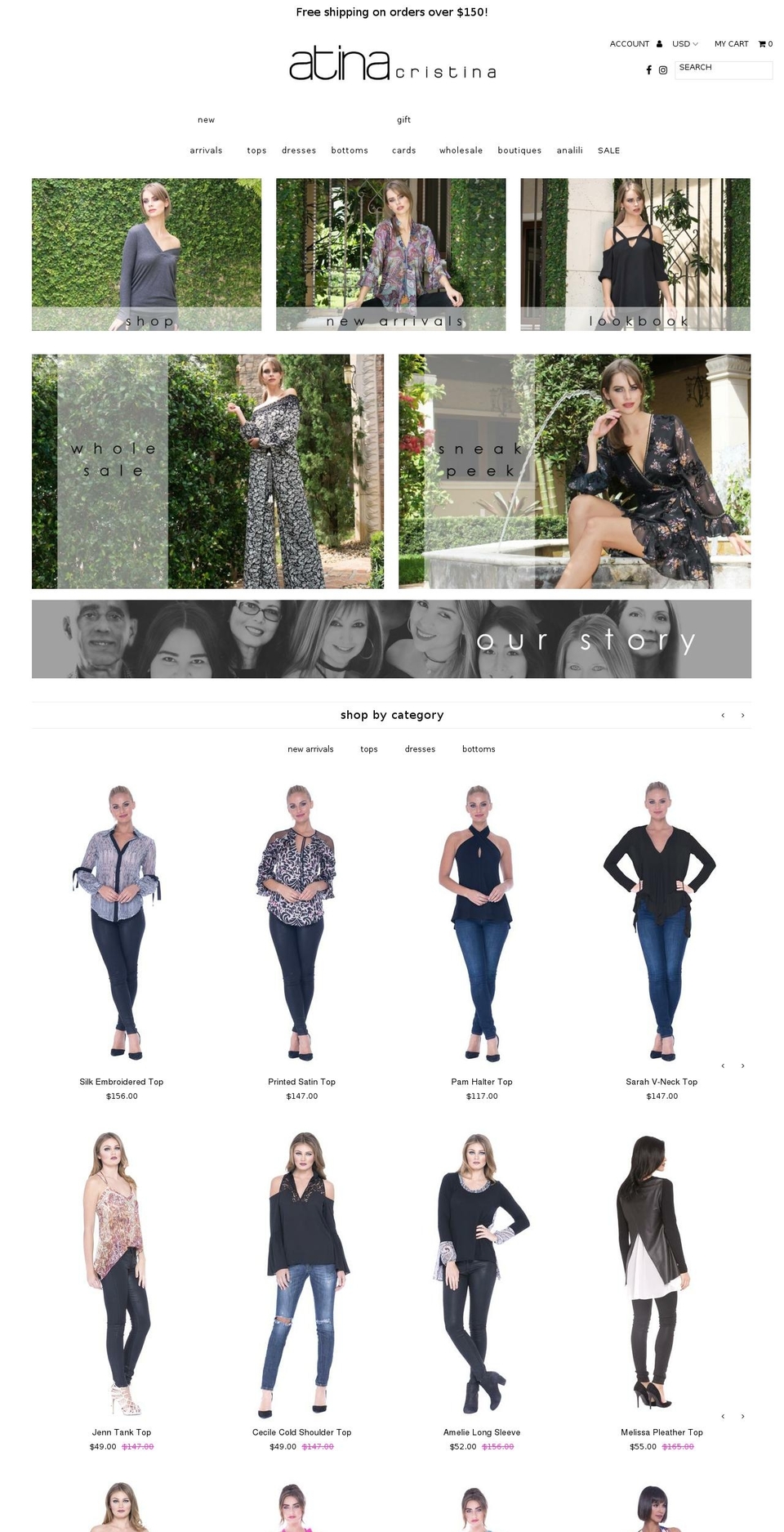 shopatinacristina.com — Shopify storefront screenshot
