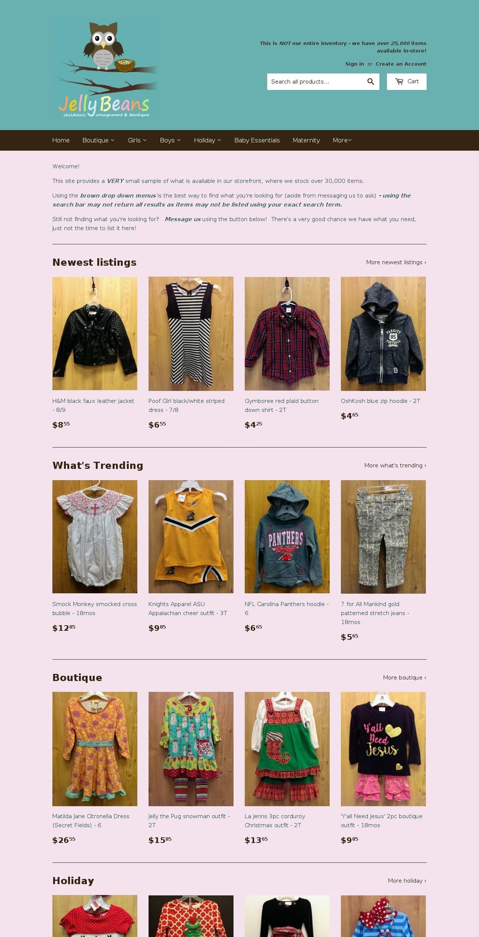shopatjellybeans.com — Shopify storefront screenshot