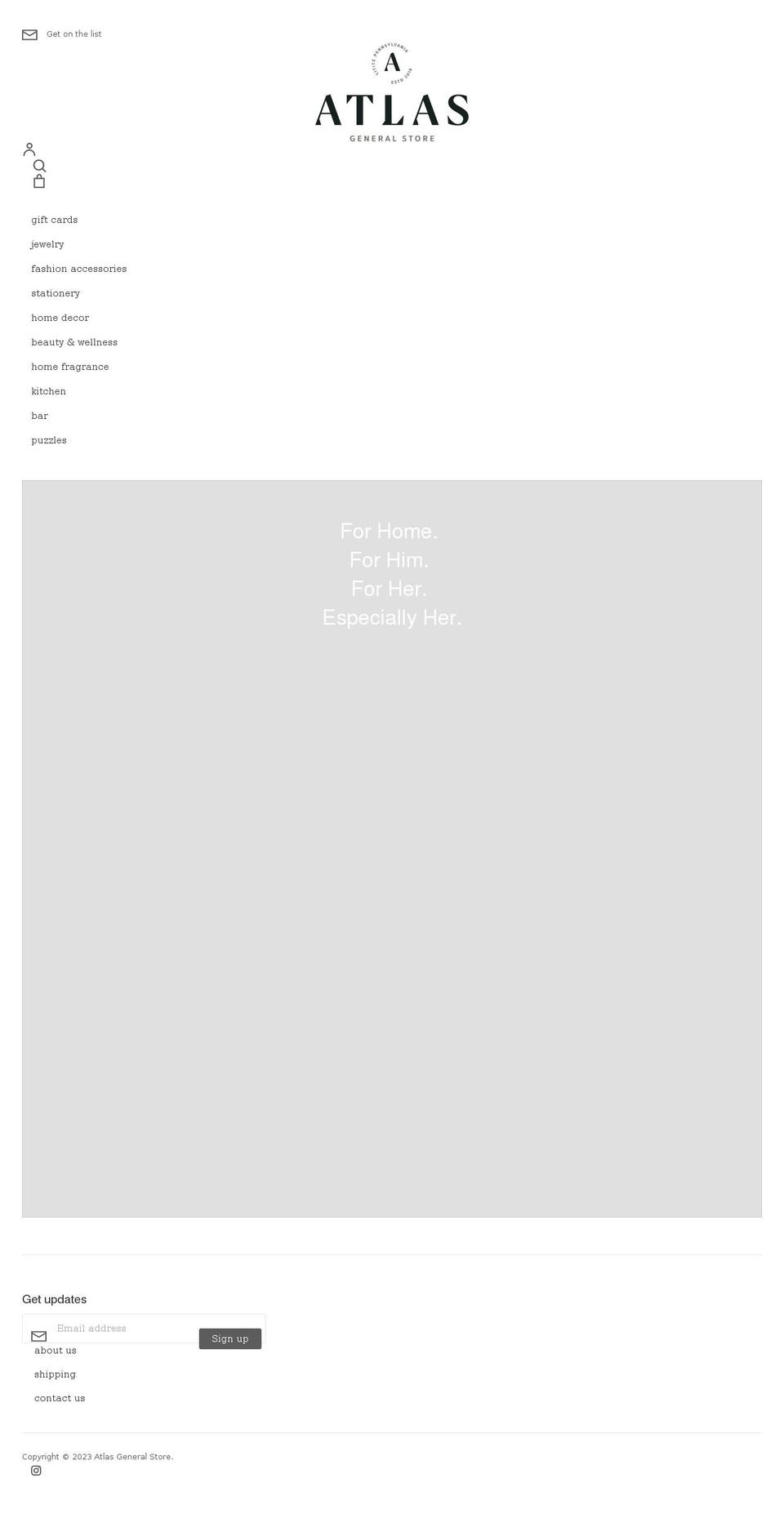 shopatlasgeneral.com — Shopify storefront screenshot