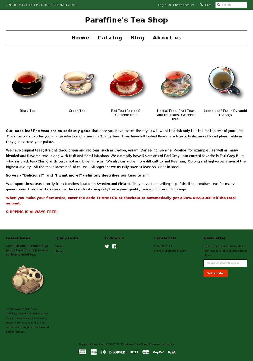 shopatparaffine.com — Shopify storefront screenshot