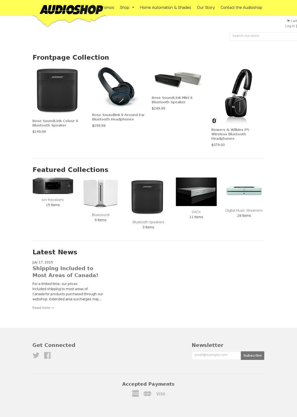 Audioshop new Shopify theme site example shopaudioshop.com