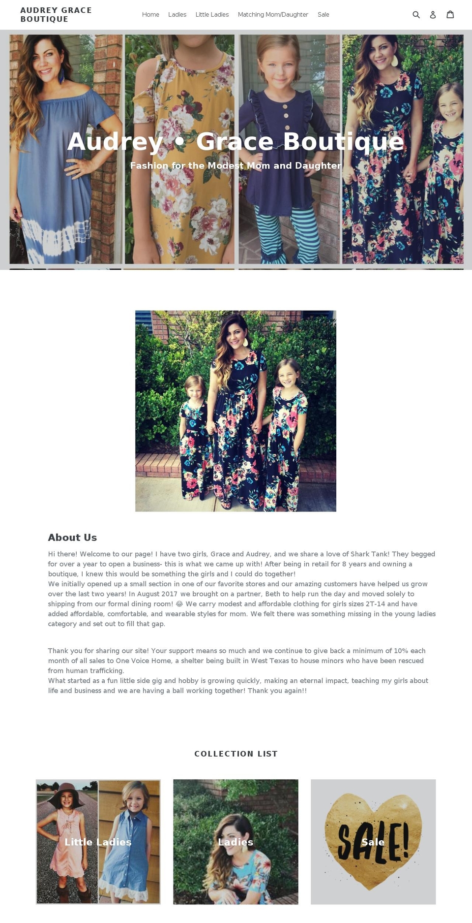 shopaudreygrace.com shopify website screenshot