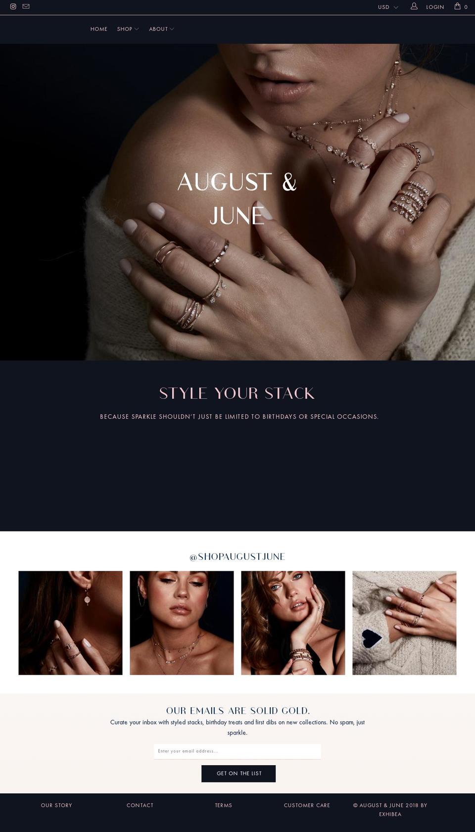 exhibea Shopify theme site example shopaugustjune.com