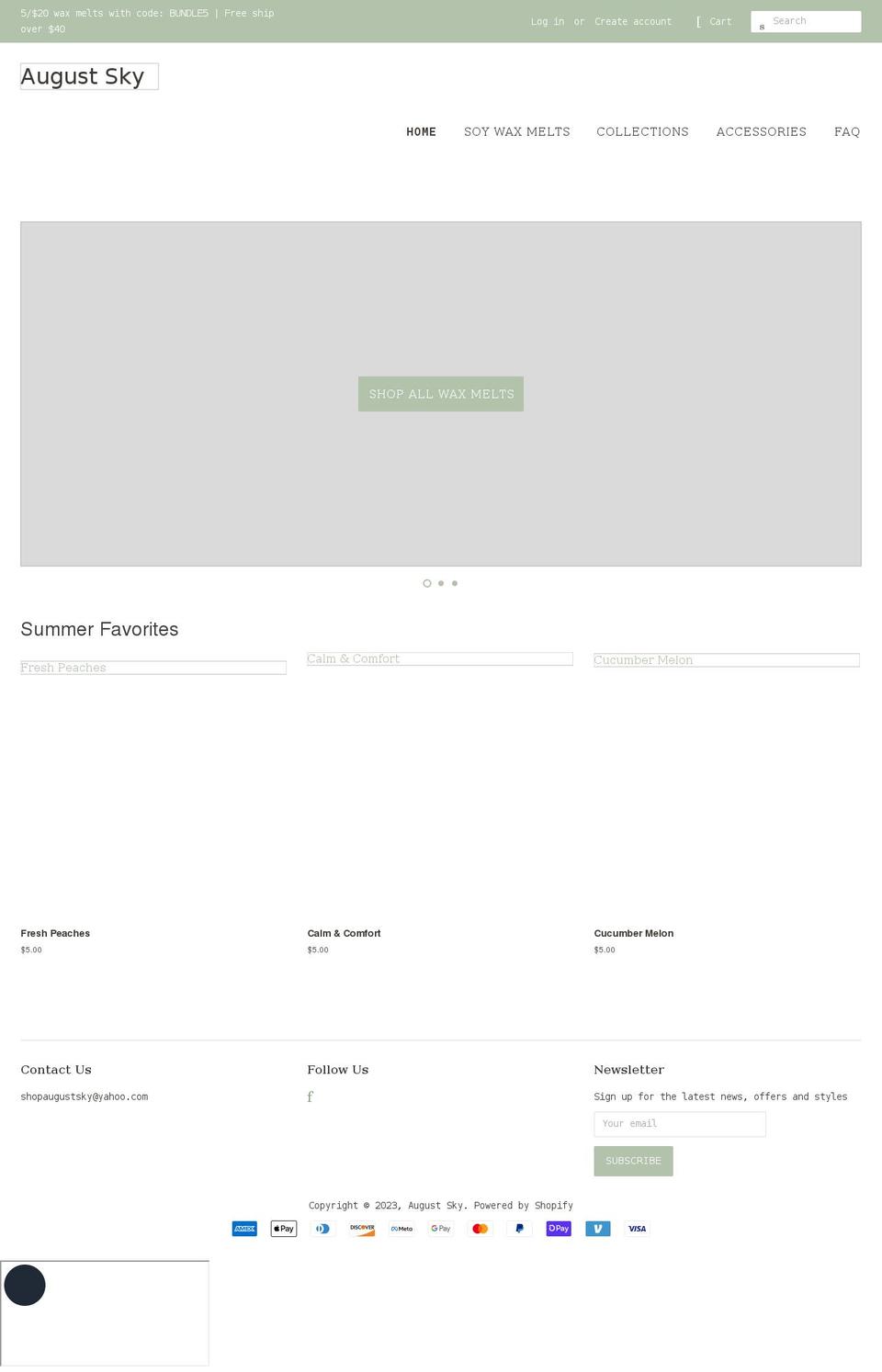 shopaugustsky.com shopify website screenshot