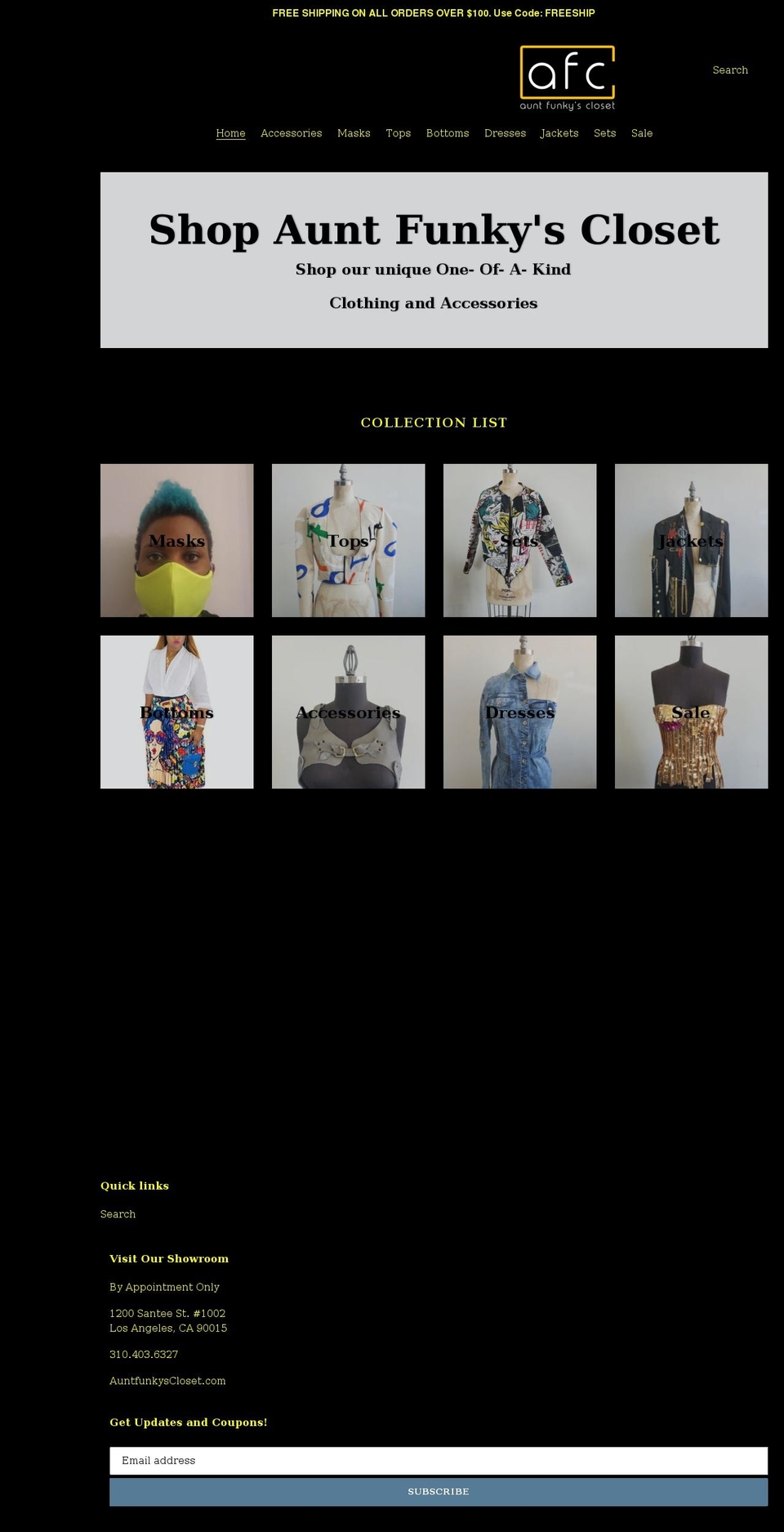 shopauntfunkyscloset.com shopify website screenshot