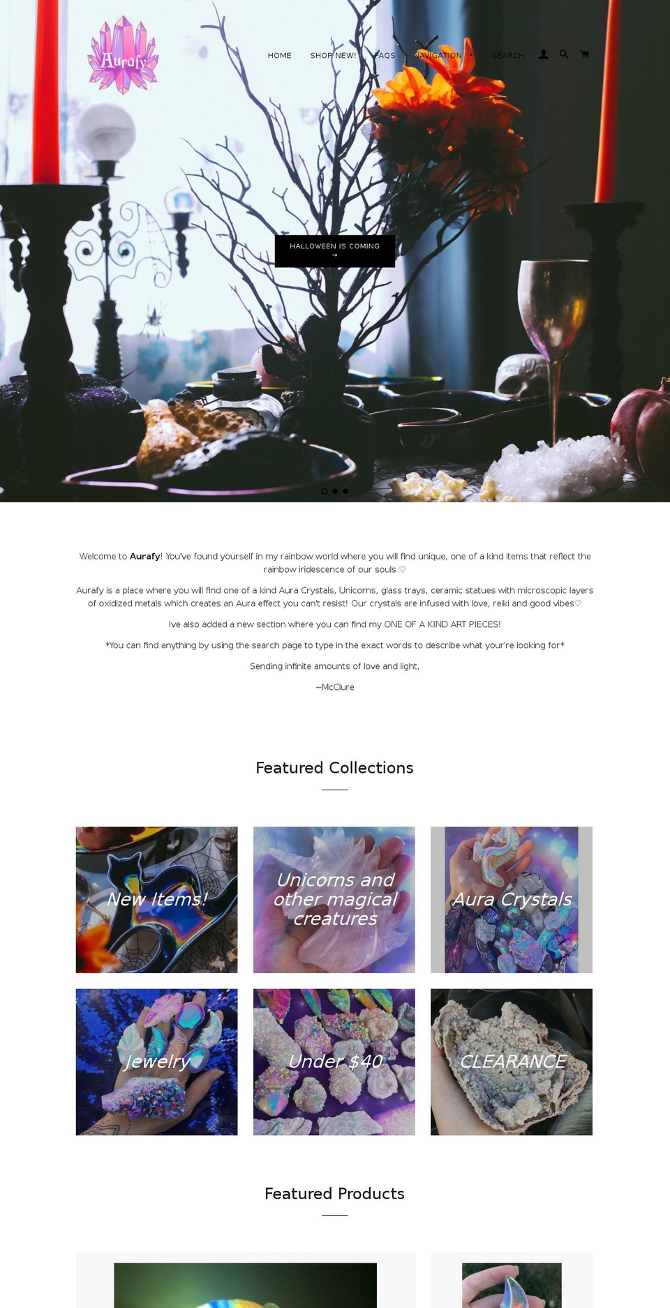shopaurafy.com shopify website screenshot