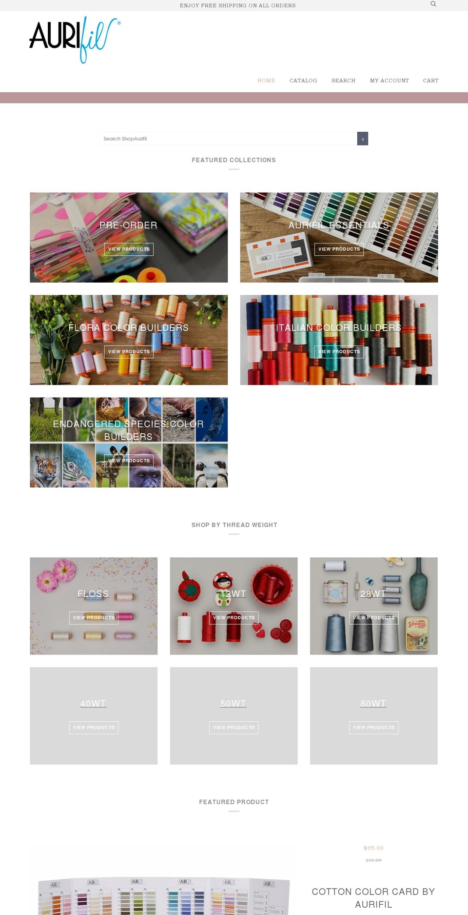 shopaurifil.com shopify website screenshot