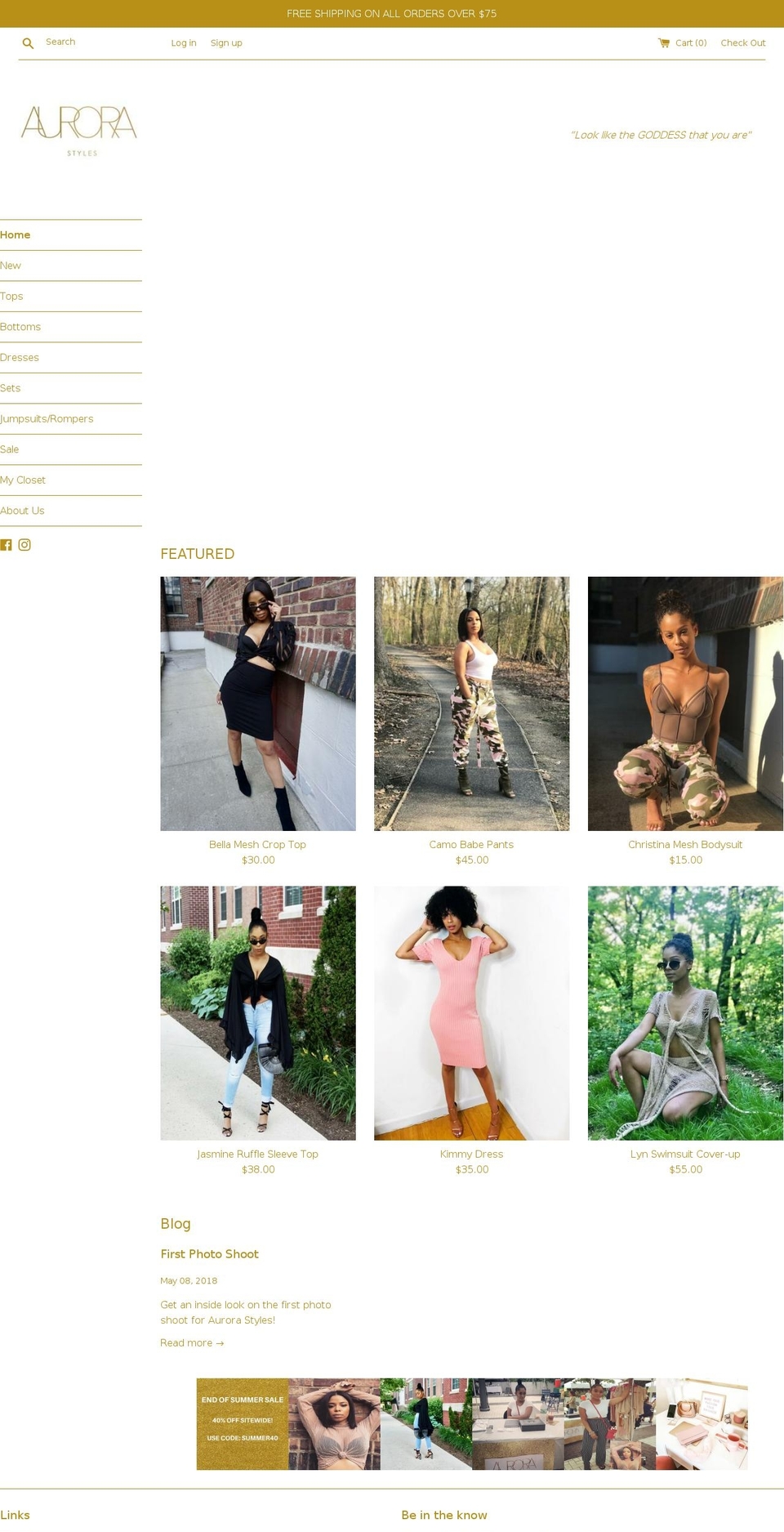 shopaurorastyles.com — Shopify storefront screenshot