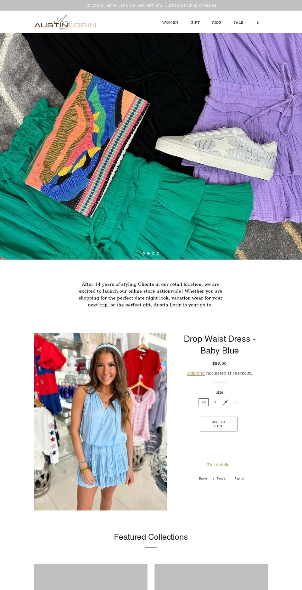 Front Page Shopify theme site example shopaustinlorin.com