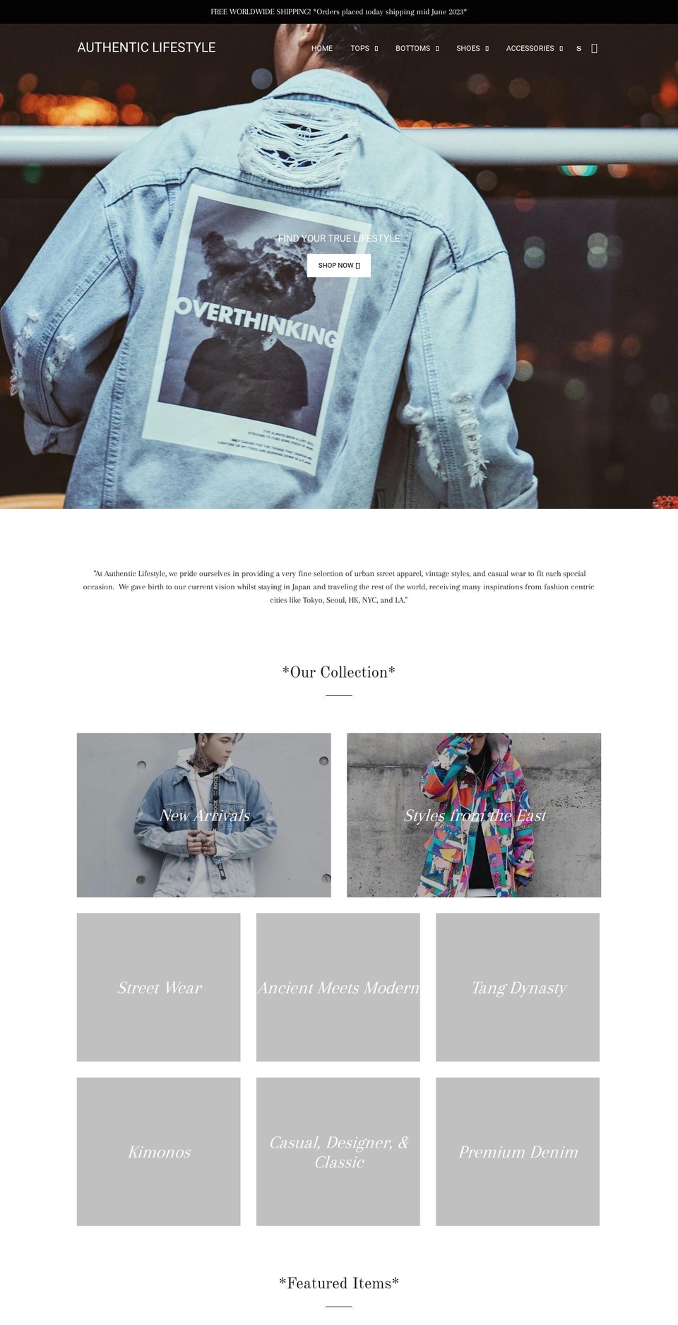 shopauthenticlifestyle.com shopify website screenshot