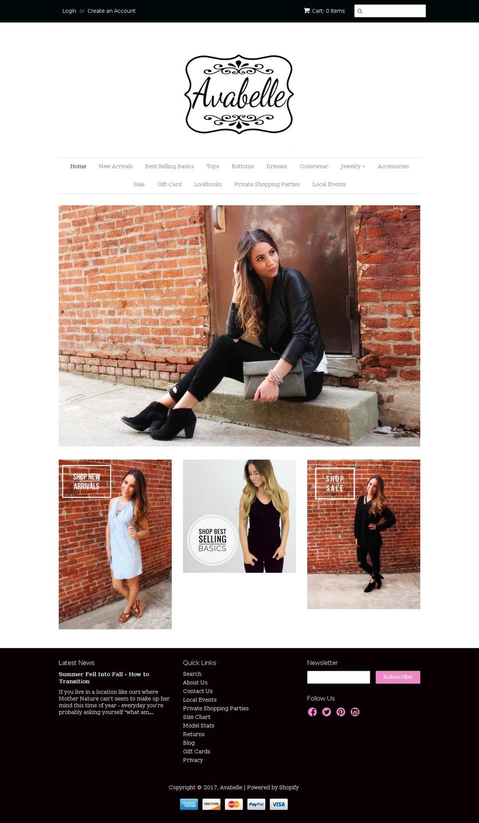 shopavabelle.com shopify website screenshot