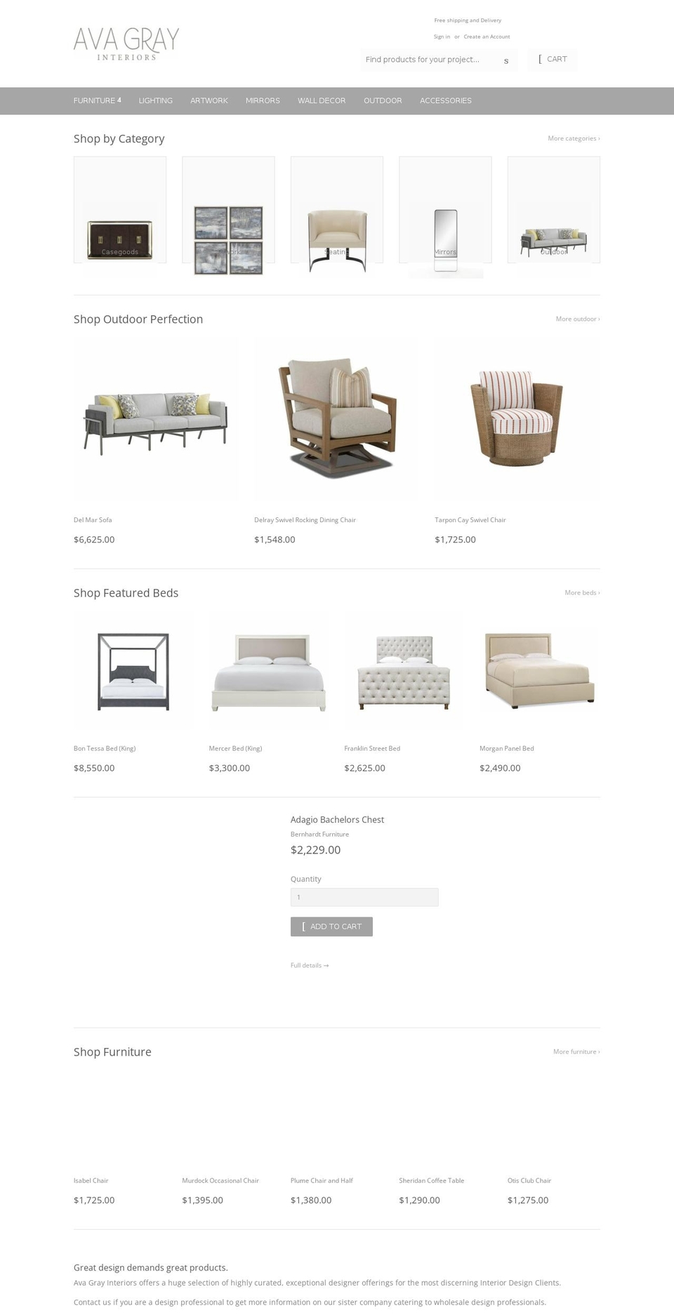 shopavagray.com shopify website screenshot