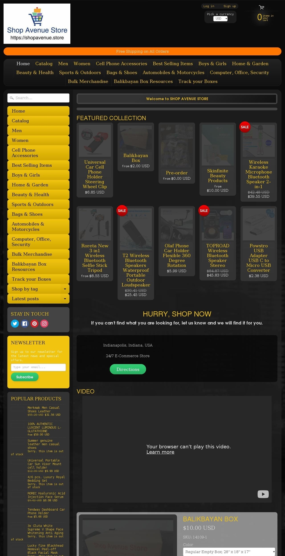 shopavenue.store shopify website screenshot