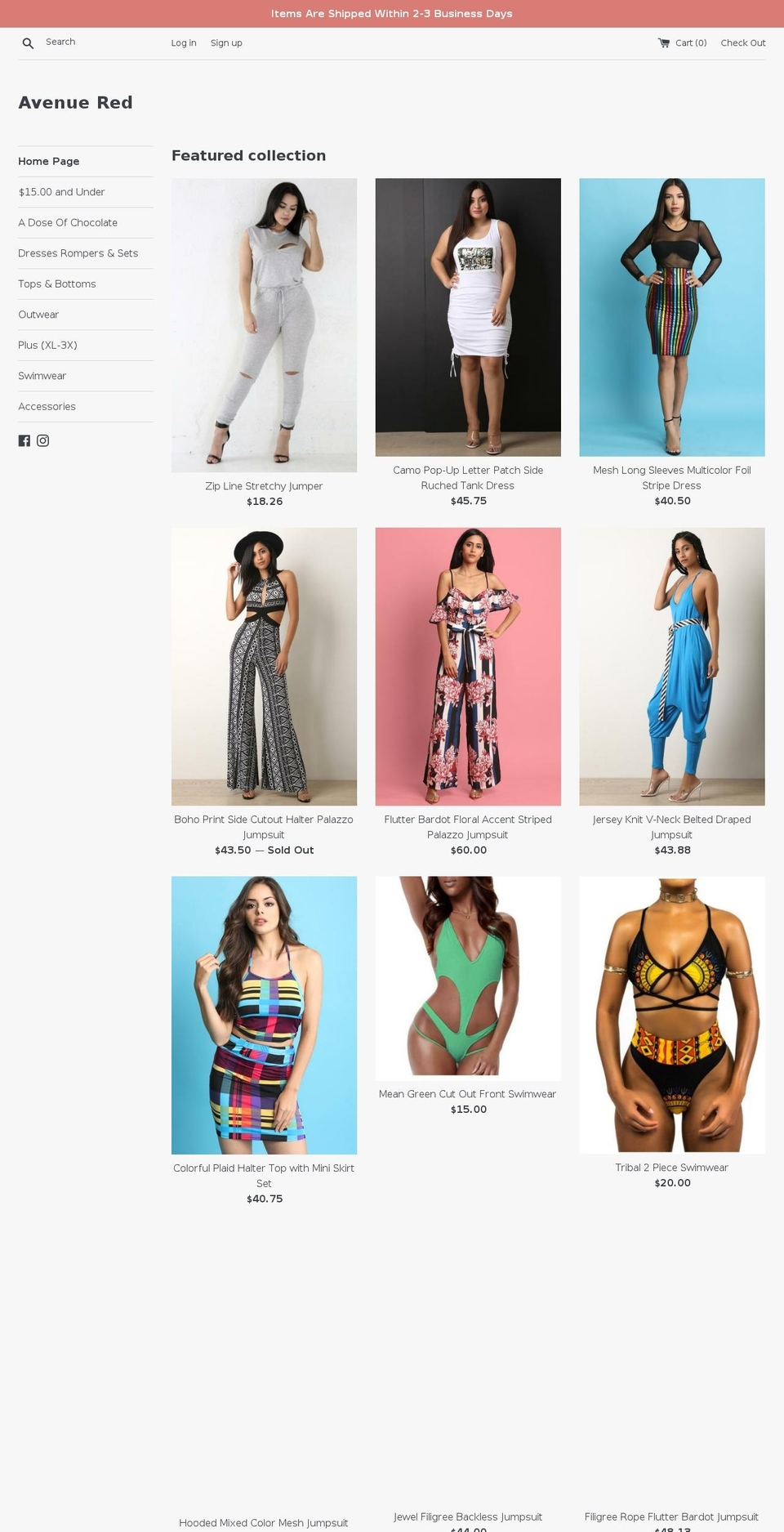 shopavenuered.com — Shopify storefront screenshot