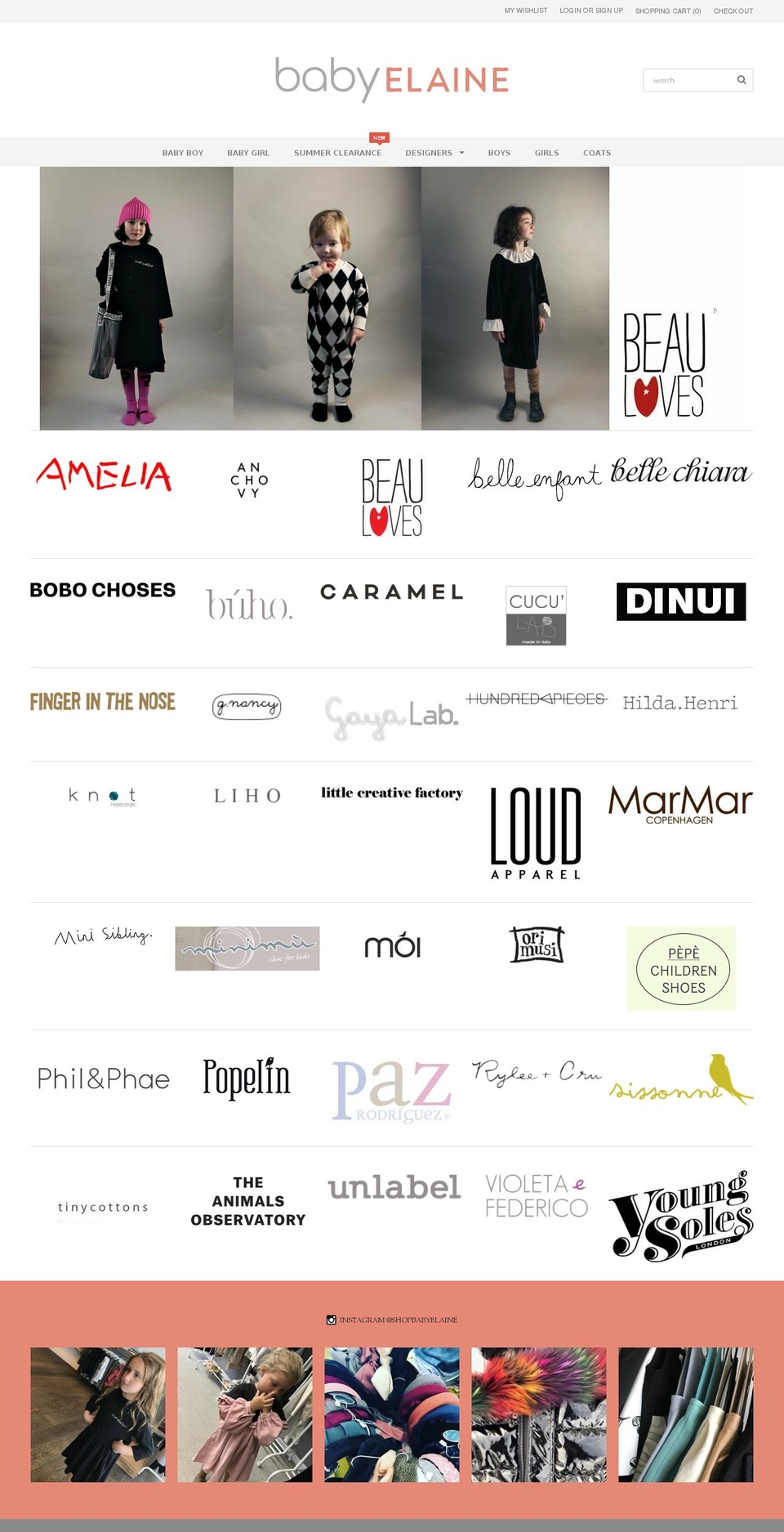 shopbabyelaine.com — Shopify storefront screenshot