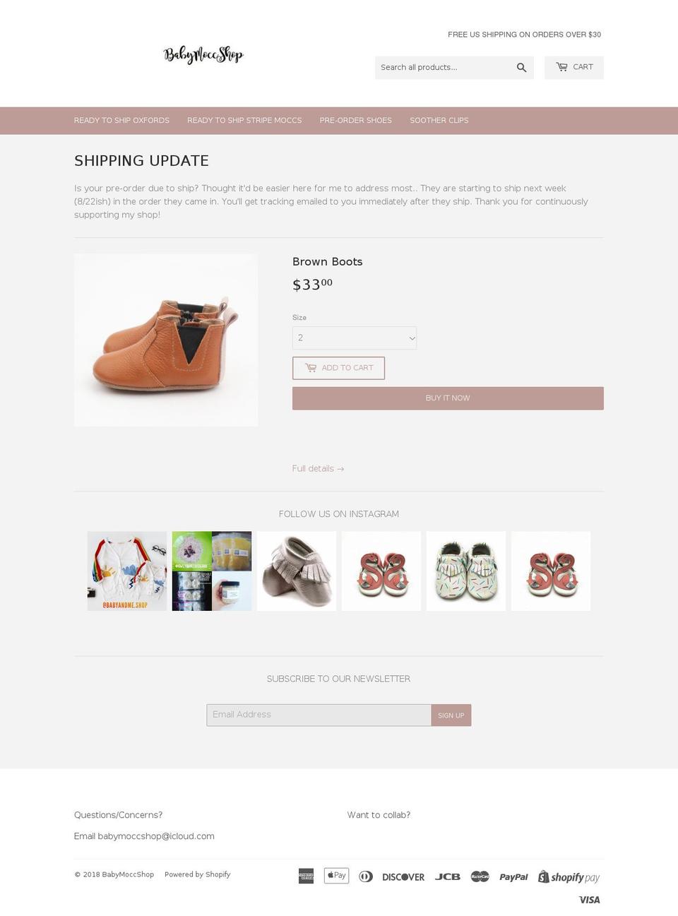 shopbabymoccshop.com — Shopify storefront screenshot