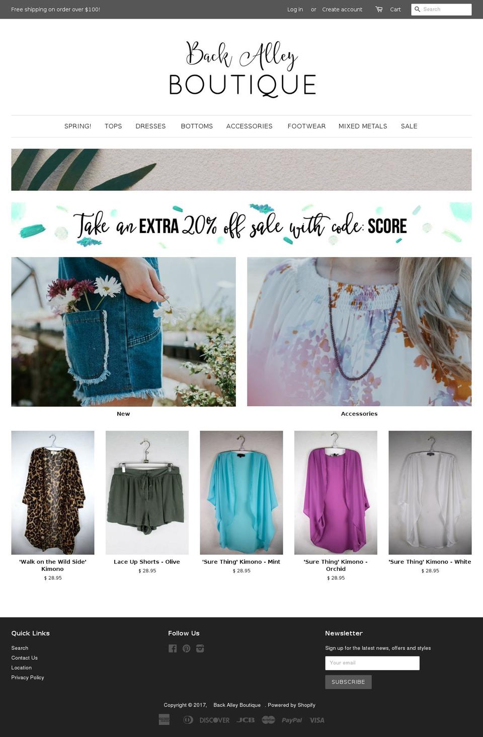 shopbackalleyboutique.com shopify website screenshot