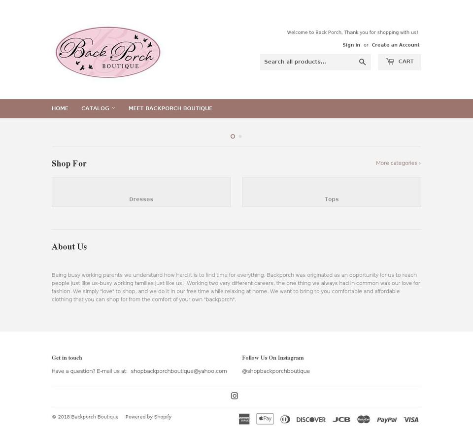 shopbackporchboutique.com shopify website screenshot