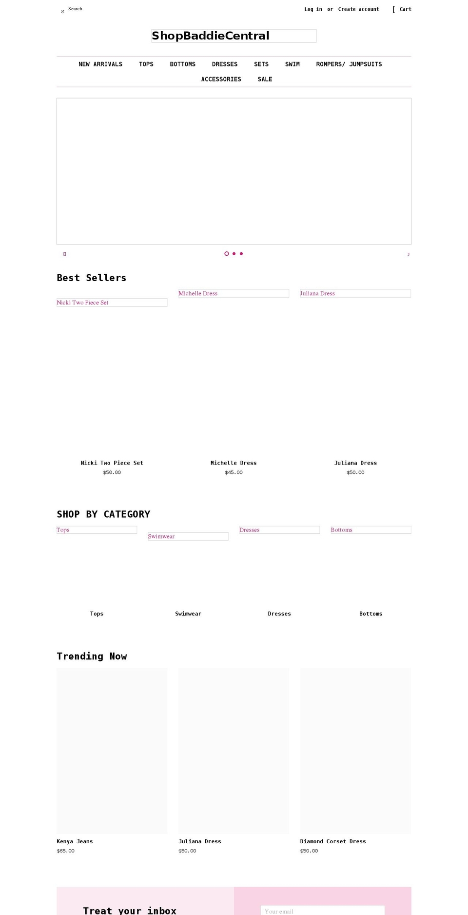 shopbaddiecentral.com shopify website screenshot