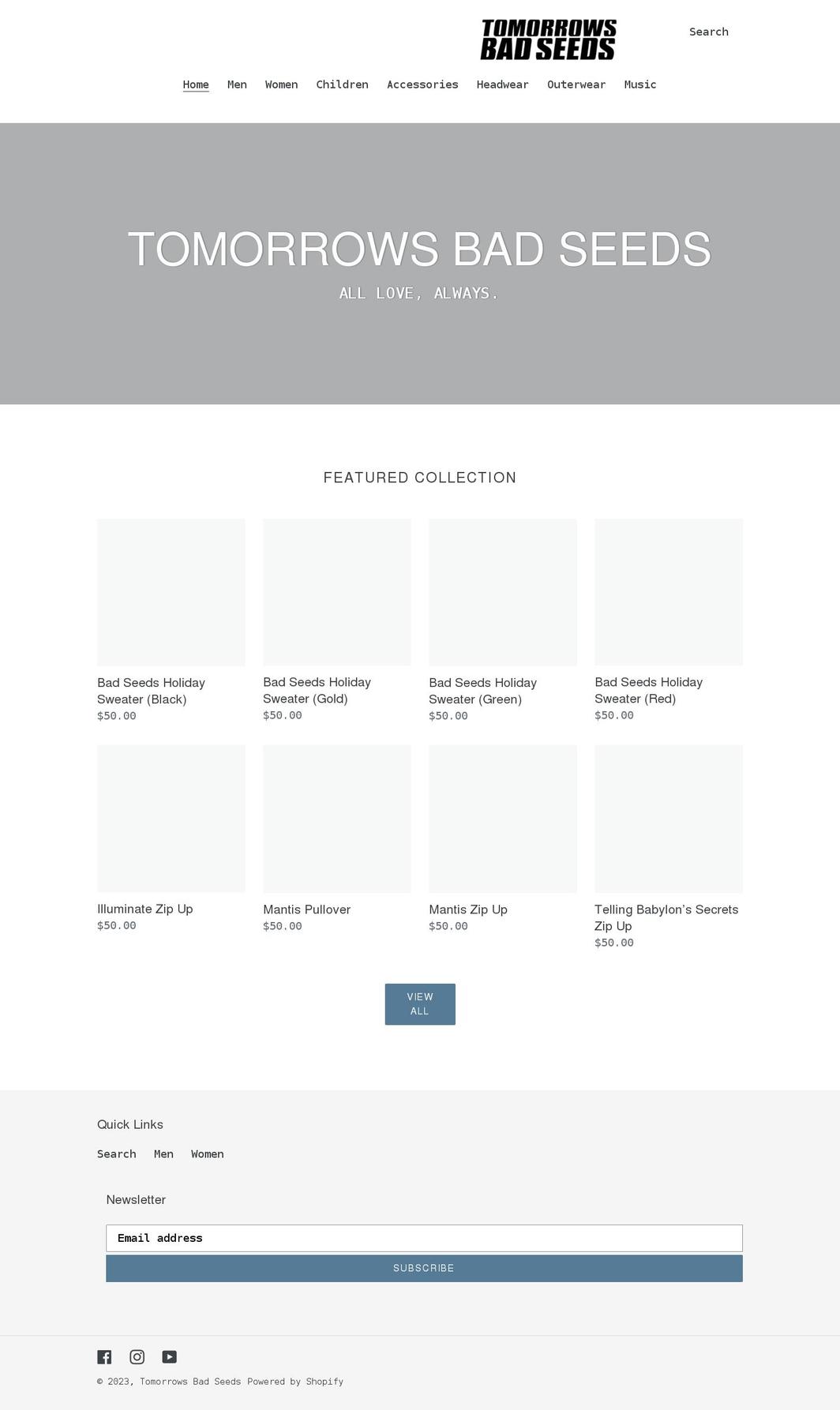 shopbadseeds.com shopify website screenshot