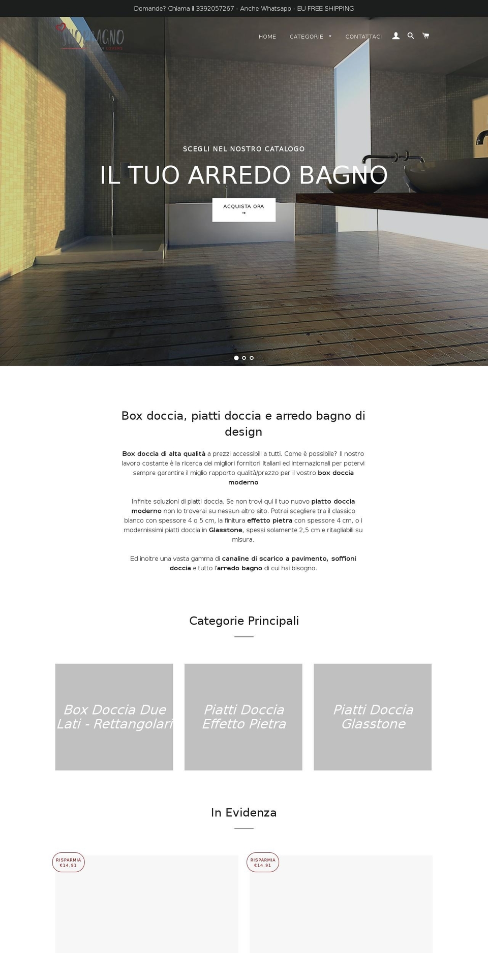 shopbagno.it shopify website screenshot