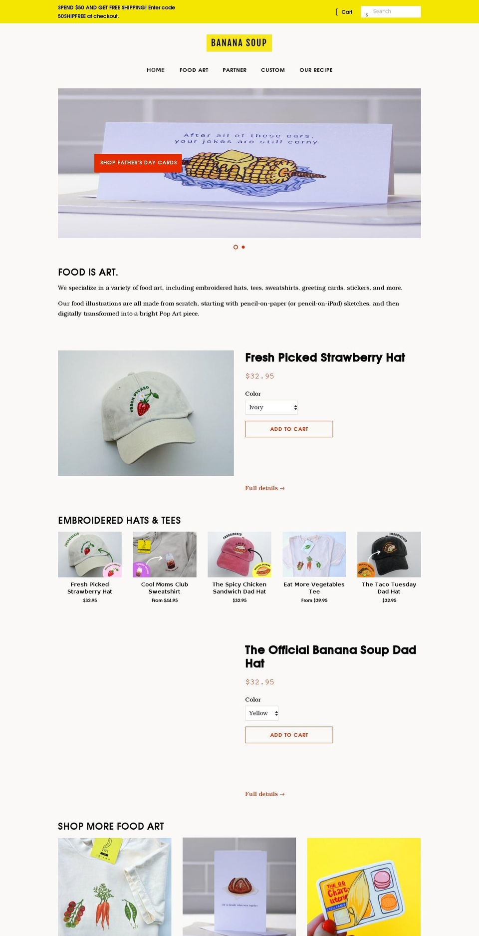 shopbananasoup.com — Shopify storefront screenshot