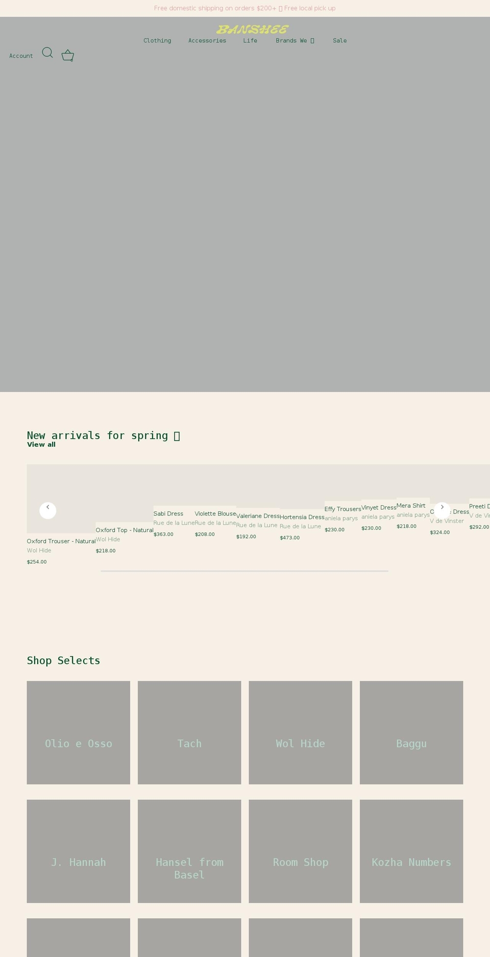 shopbanshee.com shopify website screenshot