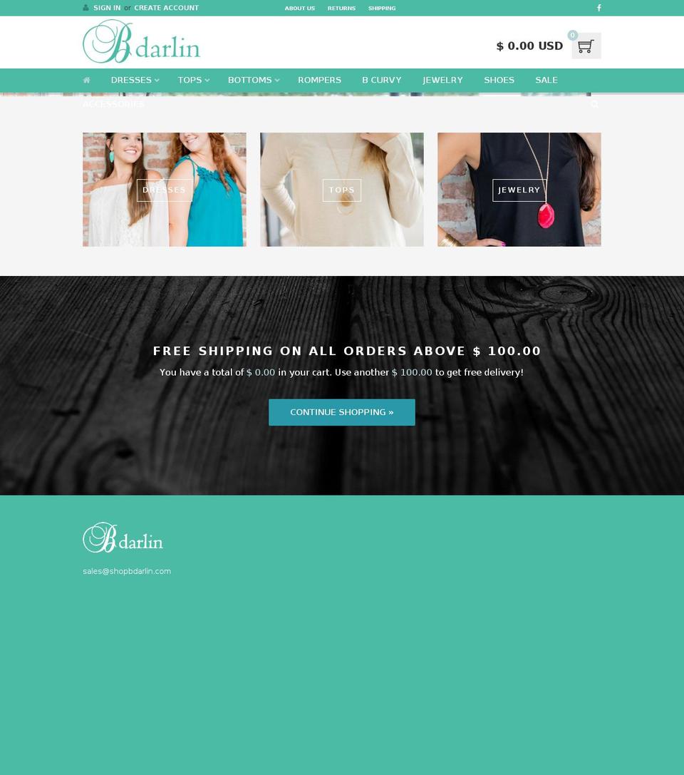 bright-theme Shopify theme site example shopbdarlin.info