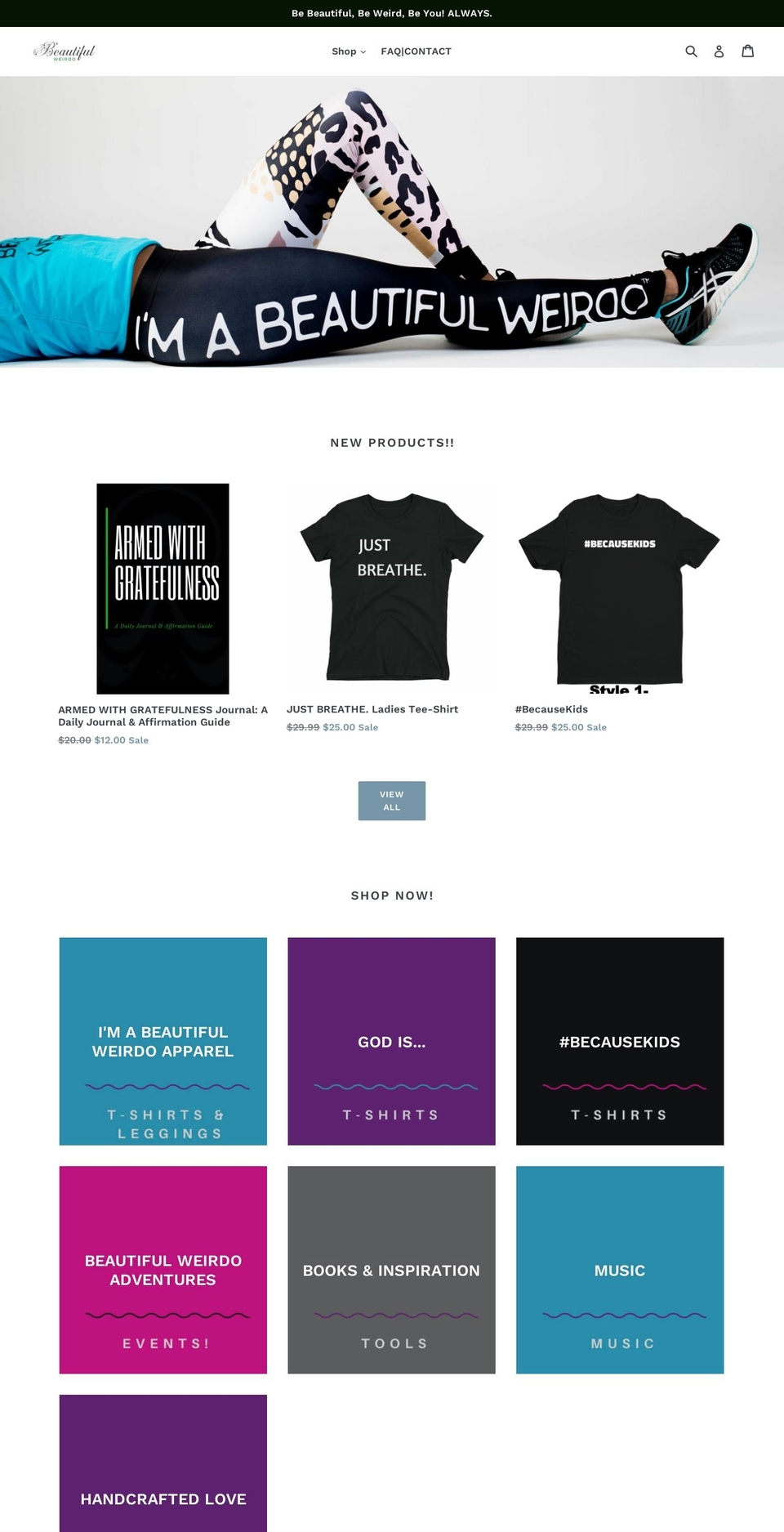 shopbeautifulweirdo.com shopify website screenshot