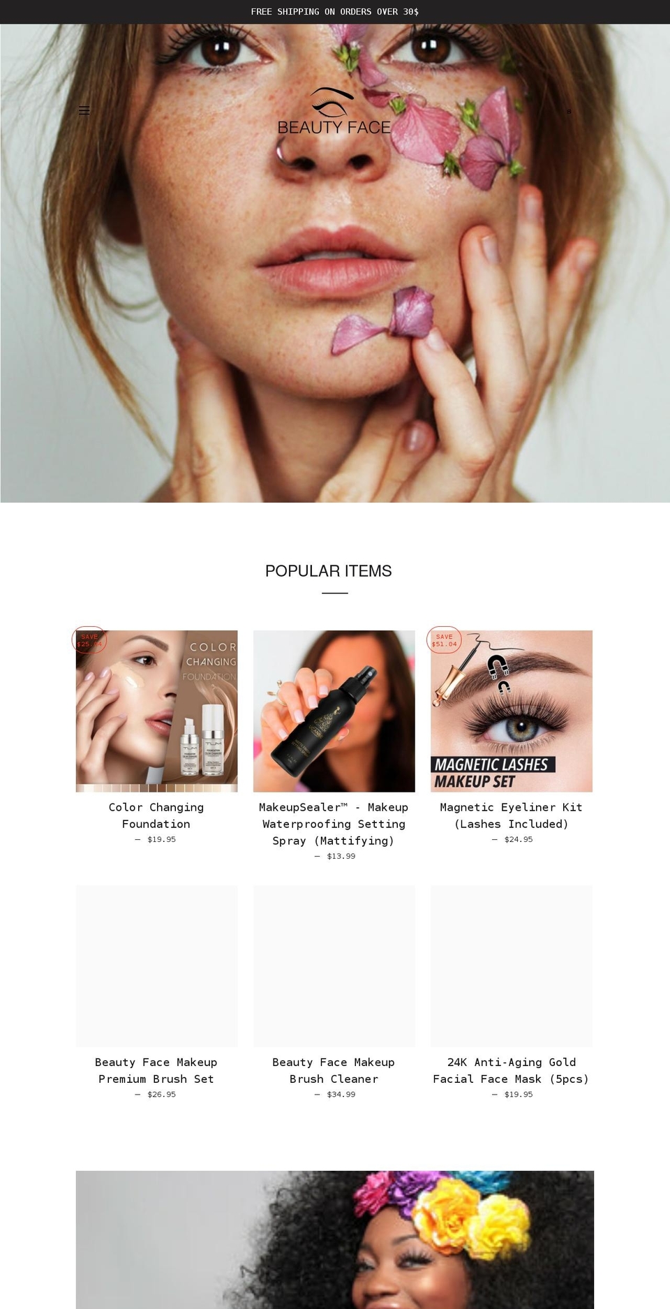 Pinterest Shopify theme site example shopbeautyface.com