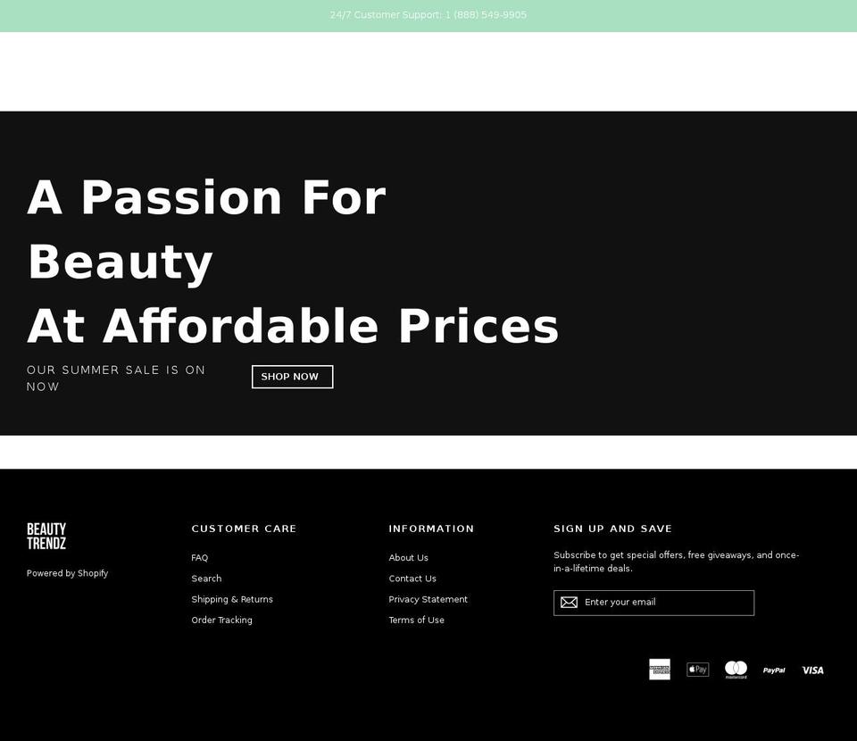 shopbeautytrendz.com shopify website screenshot