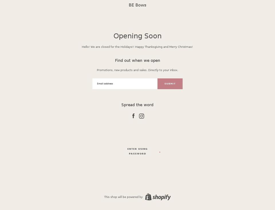 shopbebows.com — Shopify storefront screenshot