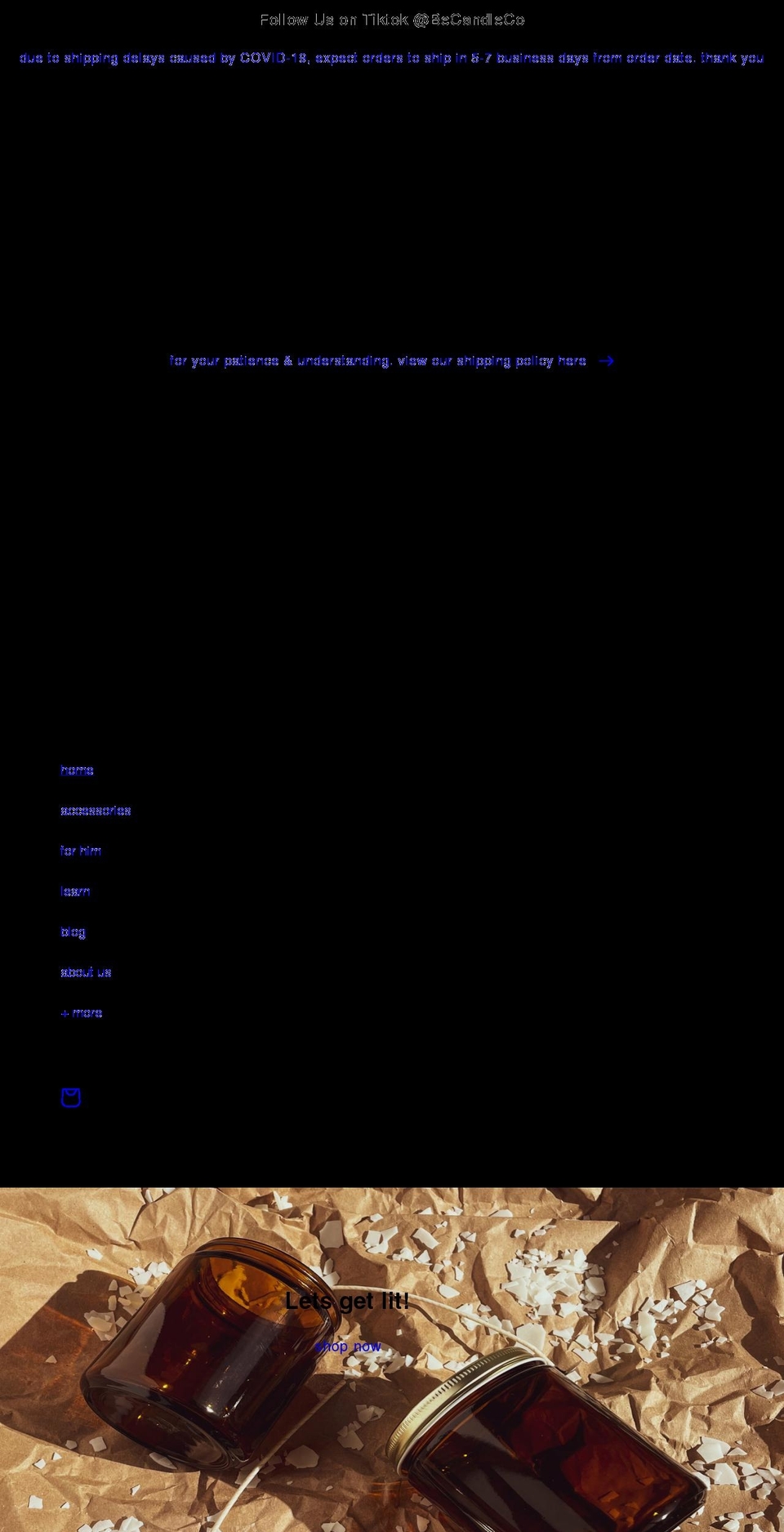 shopbecandles.com shopify website screenshot