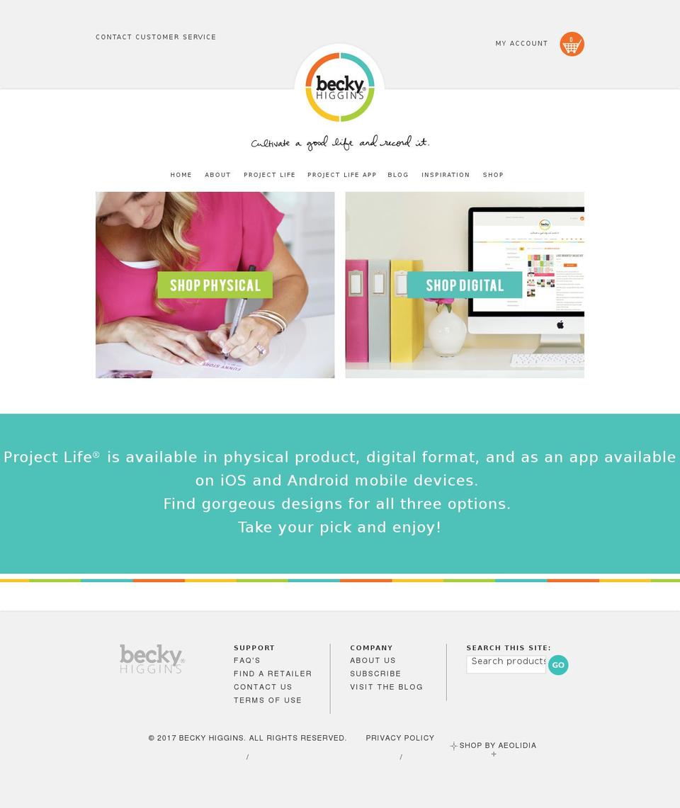 Project Life by Aeolidia Shopify theme site example shopbeckyhiggins.com