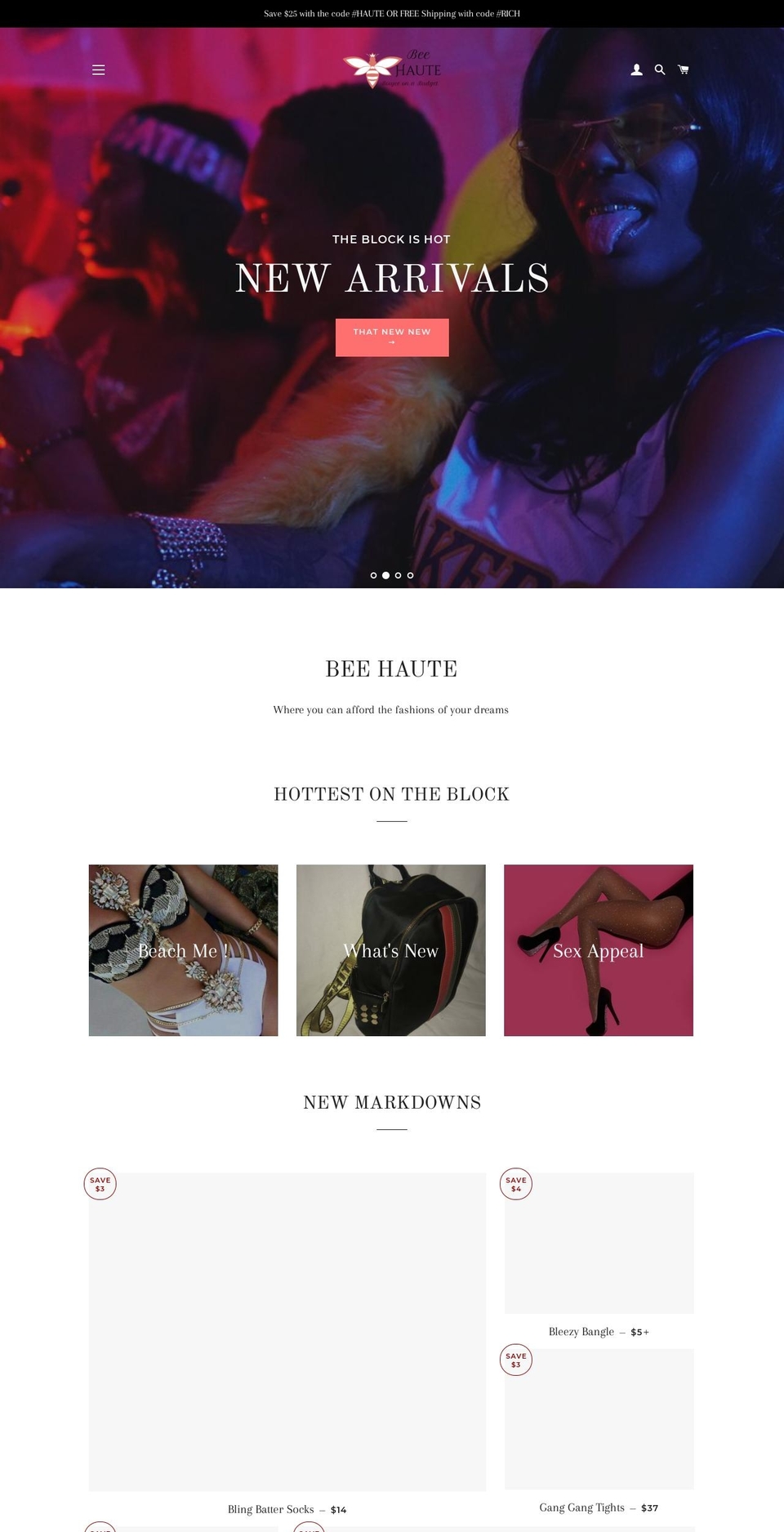 shopbeehaute.com — Shopify storefront screenshot