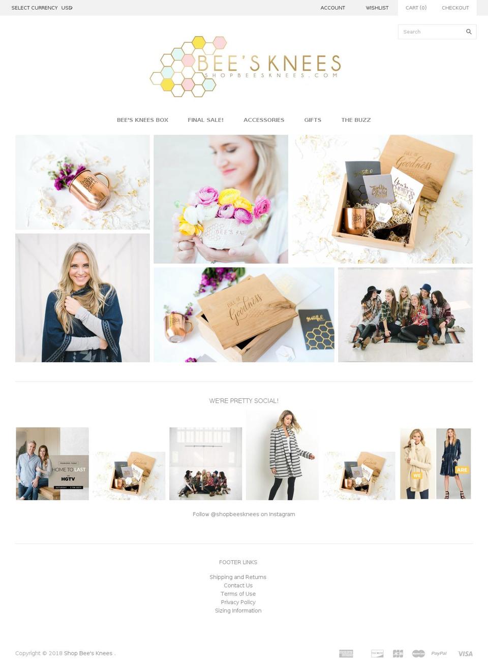 shopbeesknees.com — Shopify storefront screenshot