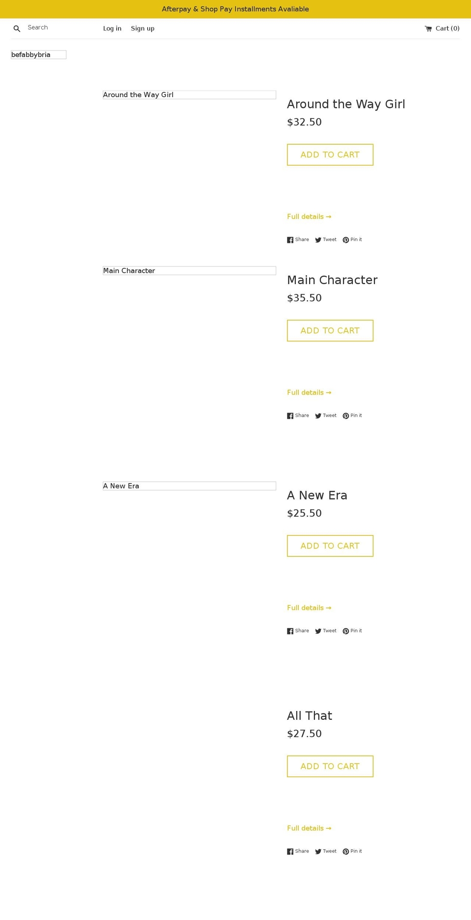 shopbefabbybria.com shopify website screenshot