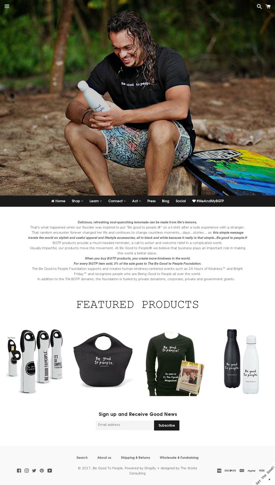 shopbegoodtopeople.com shopify website screenshot