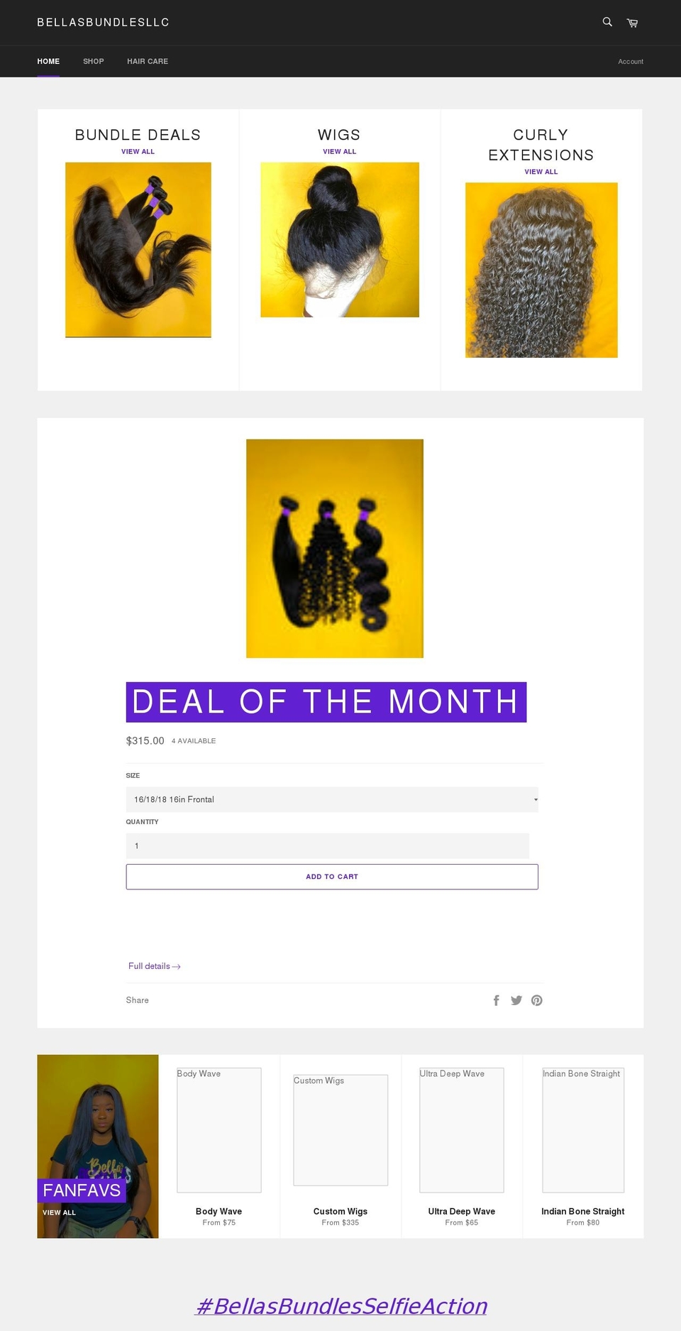 shopbellasbundles.com shopify website screenshot