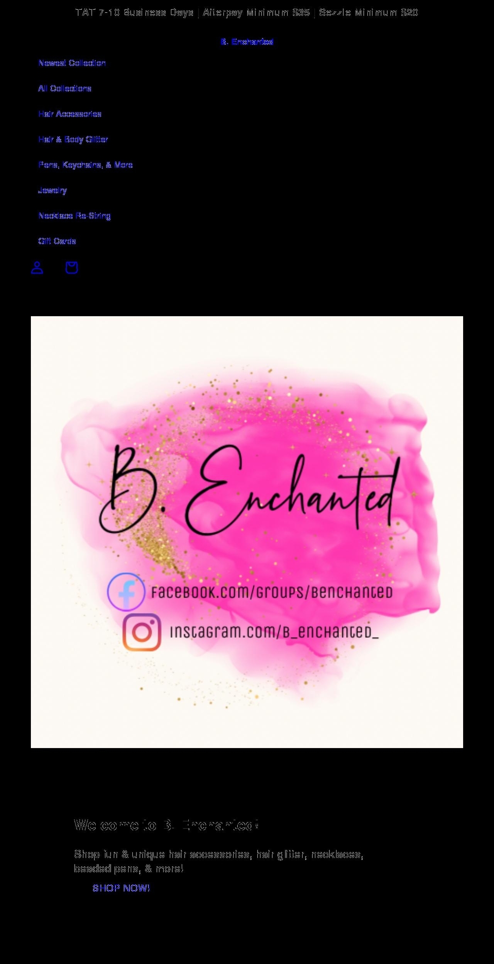 shopbenchanted.com shopify website screenshot
