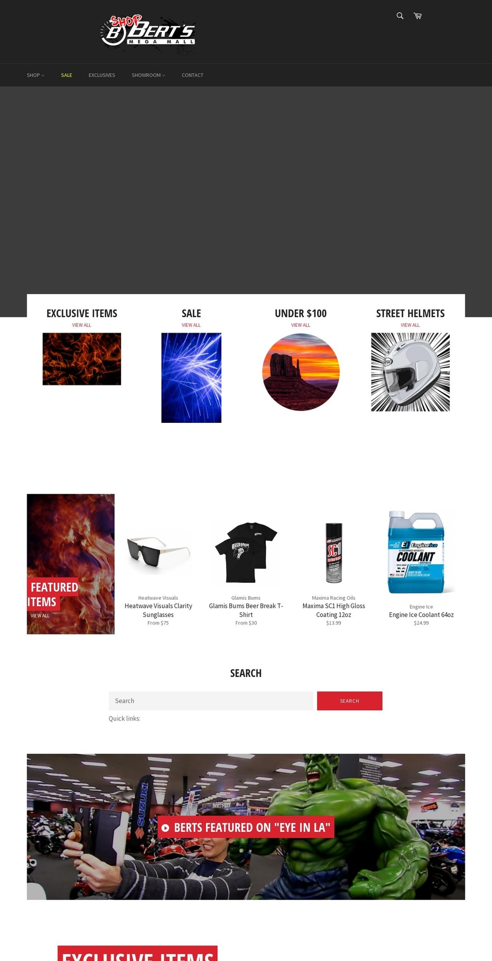 shopbertsmegamall.com shopify website screenshot