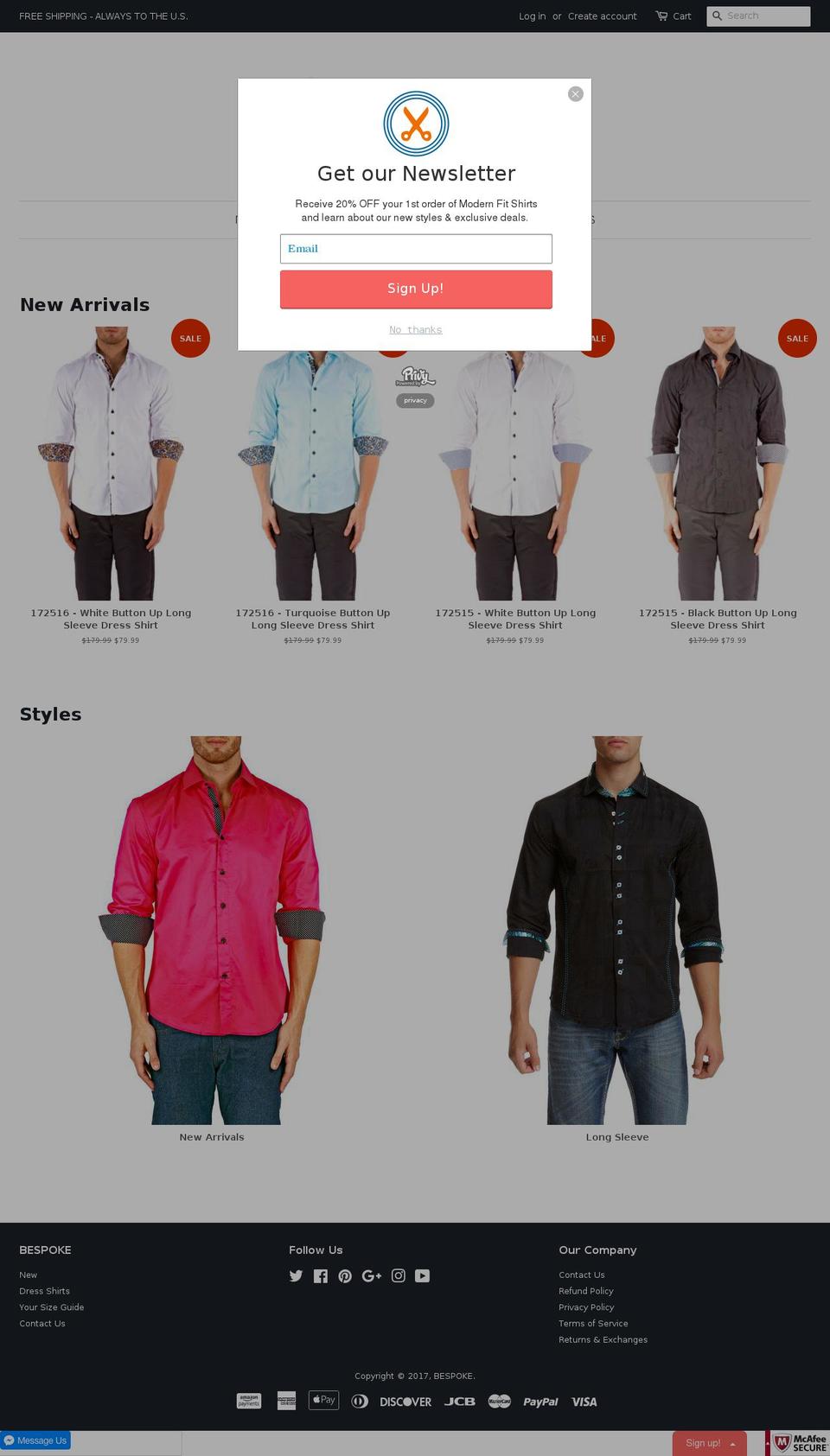 shopbespokemoda.com shopify website screenshot