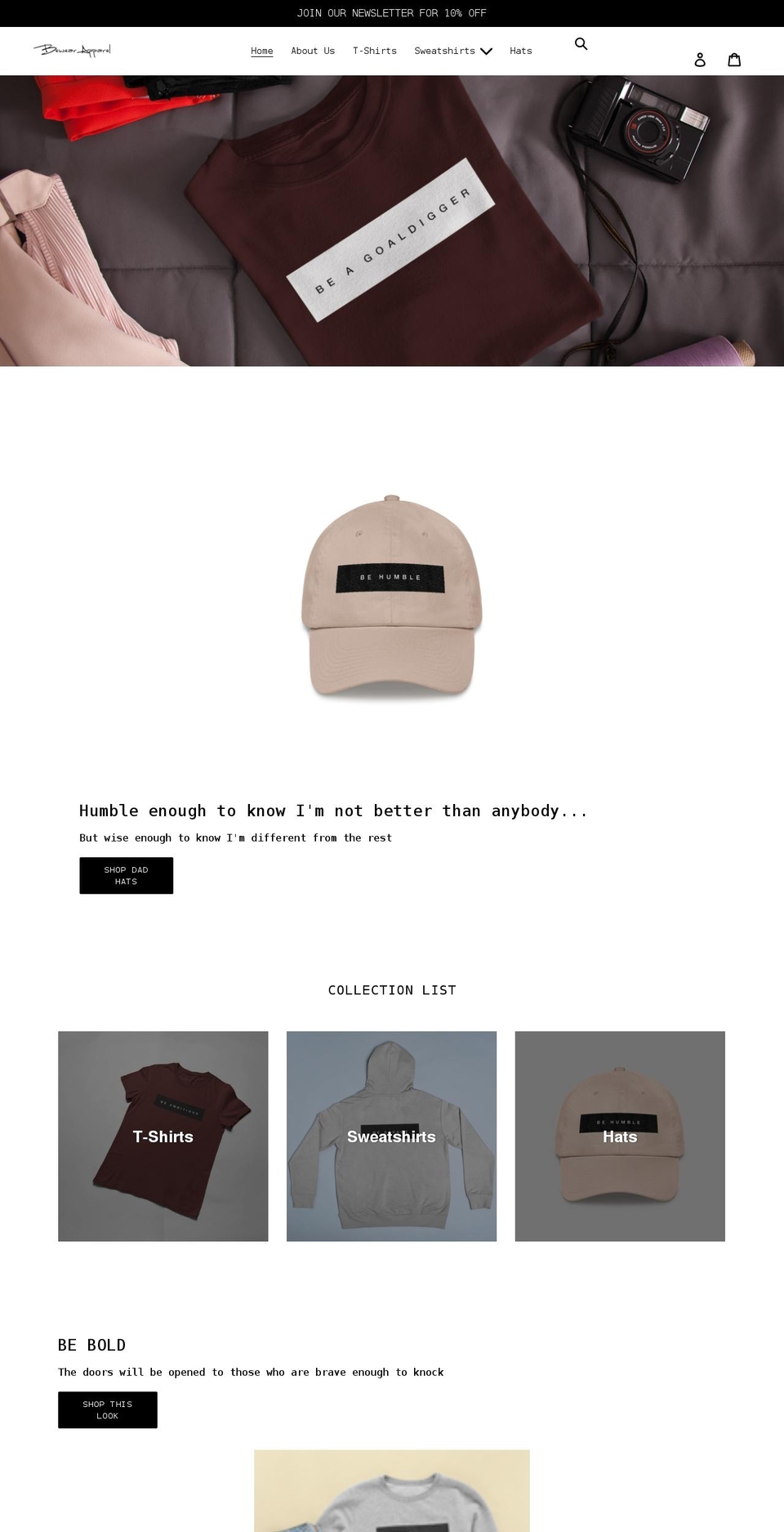 shopbewearapparel.com shopify website screenshot